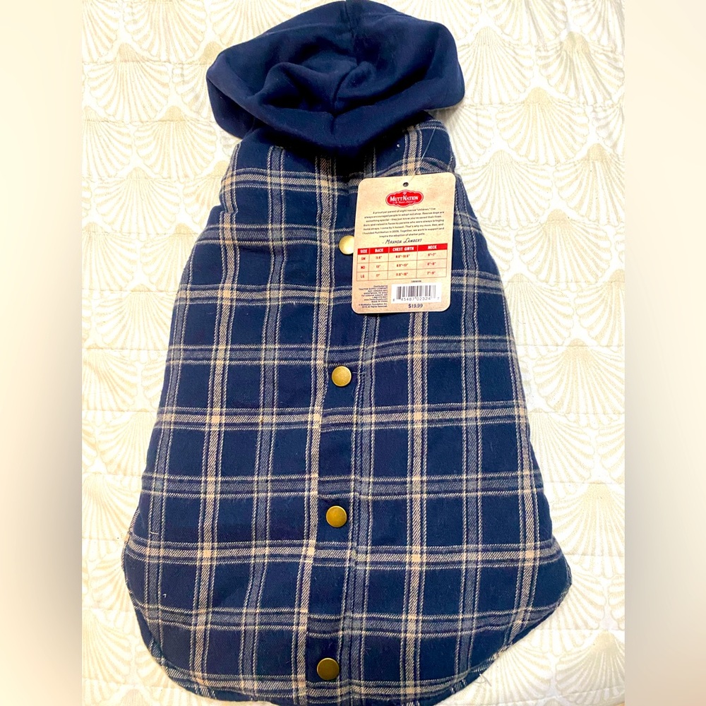 Pet Hoodie Plaid Jacket NWT